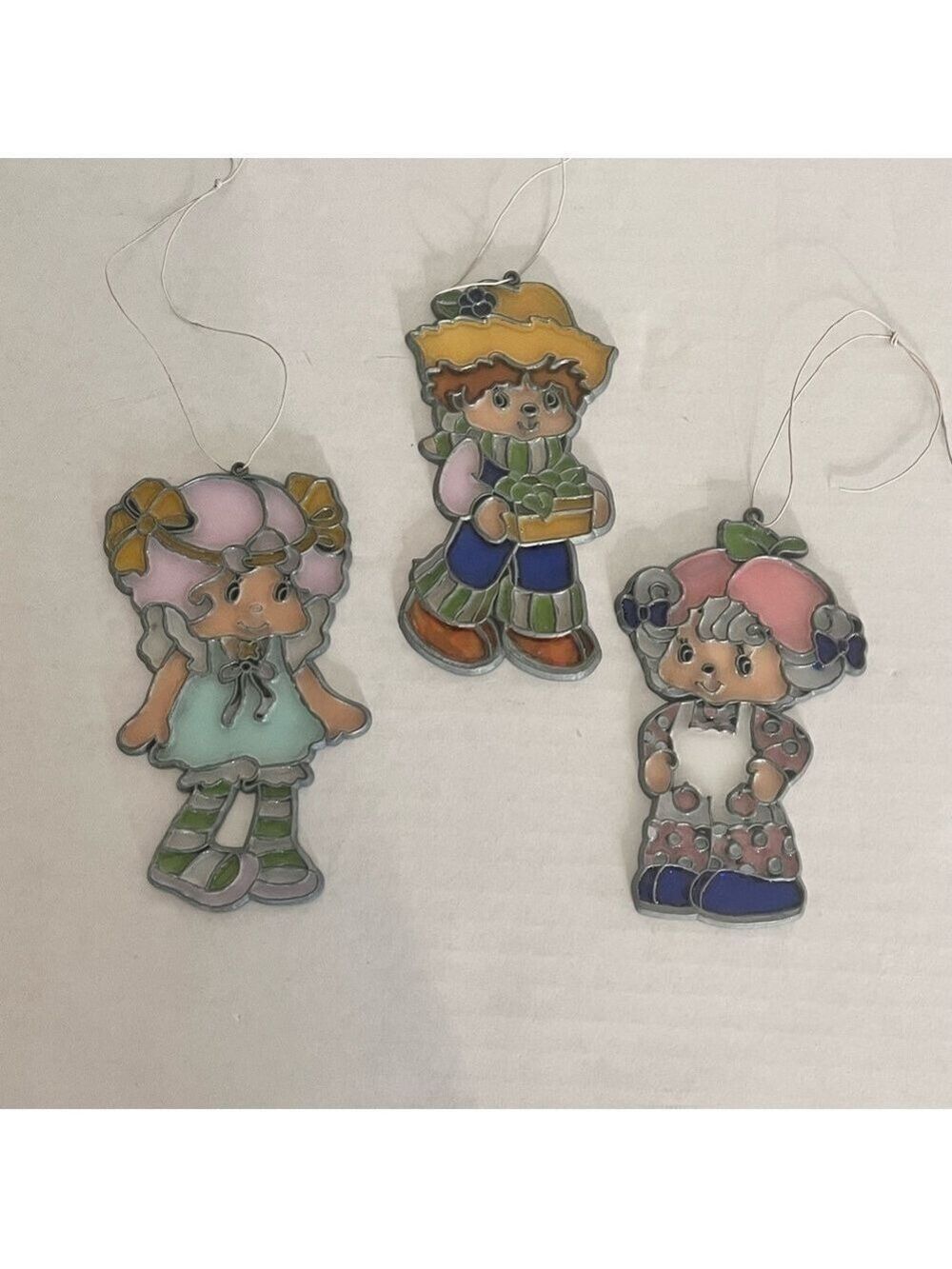 Vintage 80s Makit & Bakit Strawberry Shortcake Stained Glass Ornament Suncatcher